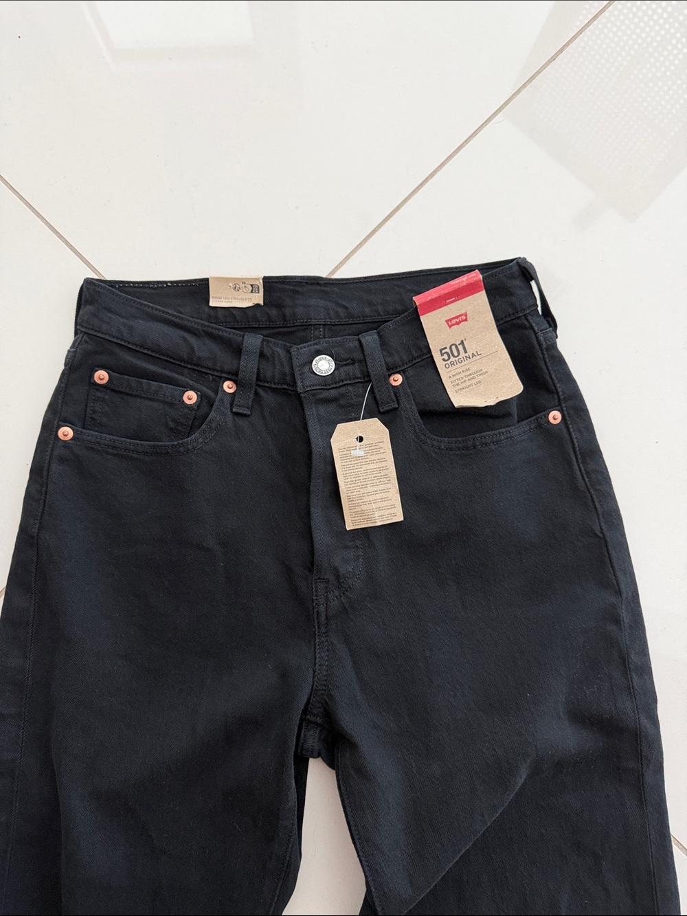 Levi's Black Straight Leg 501 Jeans